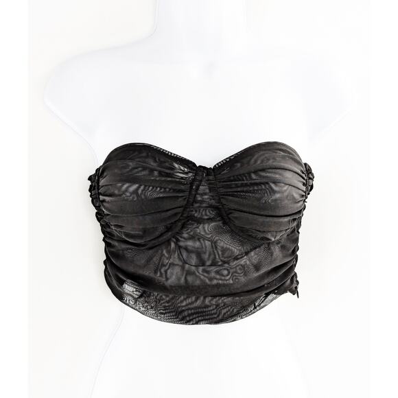 Black Strapless Bustier Corset Tulle Crop Top Nocturne - Picture 4 of 12